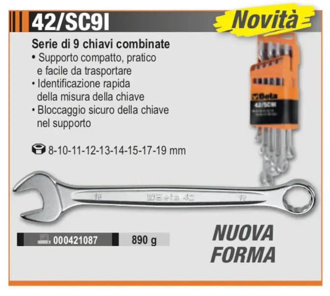 Set di 9 chiavi combinate Beta 42/SC9I NUOVA FORMA Aktuell