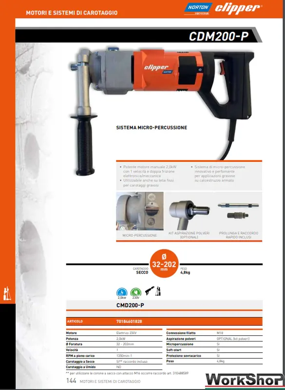 Abverkauf Carotatore a secco Norton Clipper CDM200-P