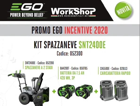 Top-Preis Spazzaneve a batteria Ego SNT2400E + 2 BATTERIE 7,5AH + 2 CARICABATTERIE