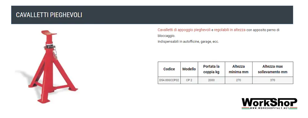 Sonderaktion Coppia cavalletti pieghevoli Barbero 2 Ton. CP2