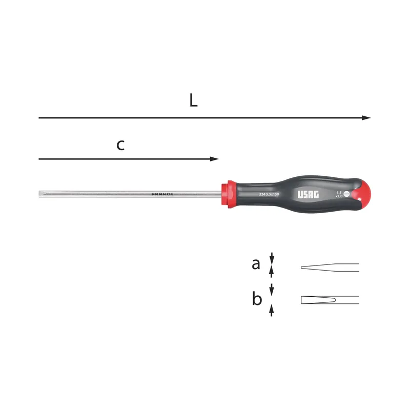 0,5x3x75mm M0 Screwdrivers fot slot-head L. 169mm - Usag 324 Aktuell