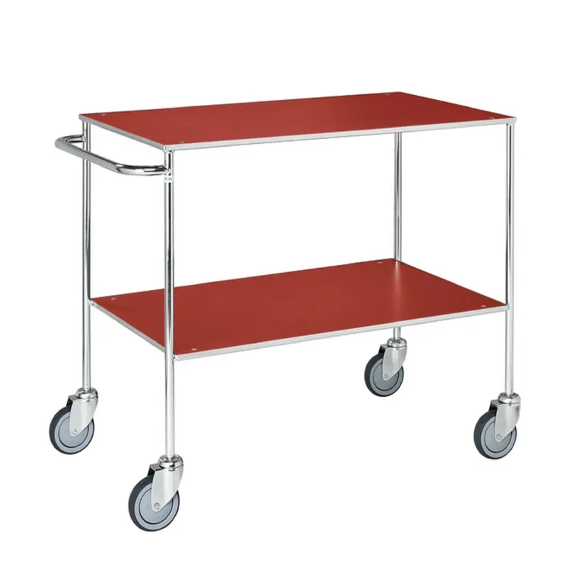 Red / Electro galvanised Table trolley with 2 shelves, LxWxH (mm) 1000x580x850 Top-Seller