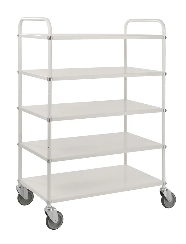 Tall sheet metal White trolley, 5 shelves L x W x H (mm) 980 x 585 x 1445 Super-Preis