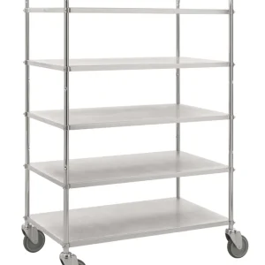Zertifiziert Tall sheet metal Electro galvanised trolley, 5 shelves LxWxH(mm) 980x585x1445