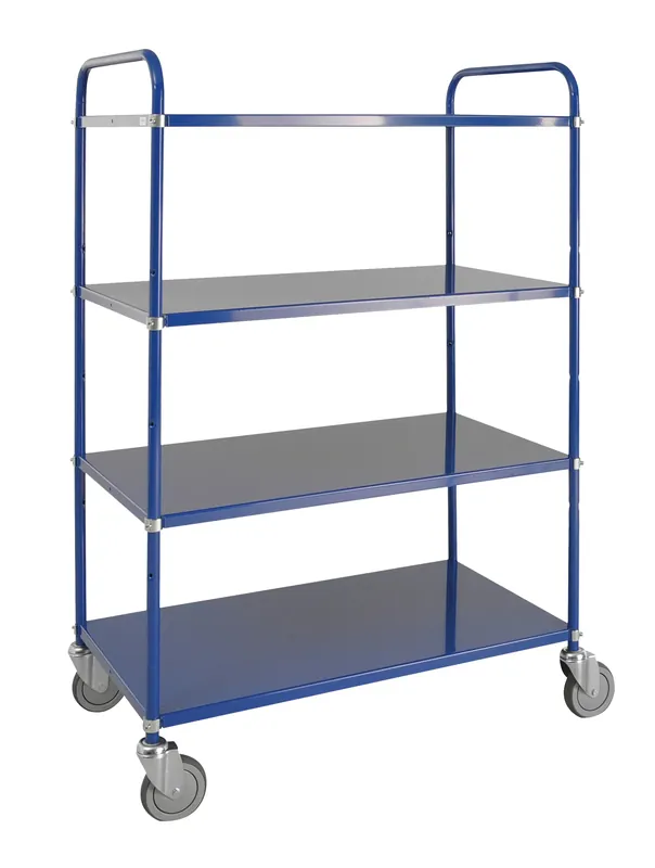 Light shelf trolley, 4 shelves, Blue LxWxH (mm) 980x585x1445 - Kongamek Geprüft