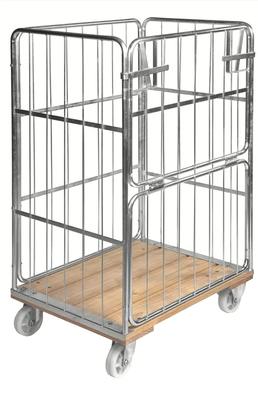 Roll container with wooden base with or without brake WxDxH (mm) 845x630x1390 Echt