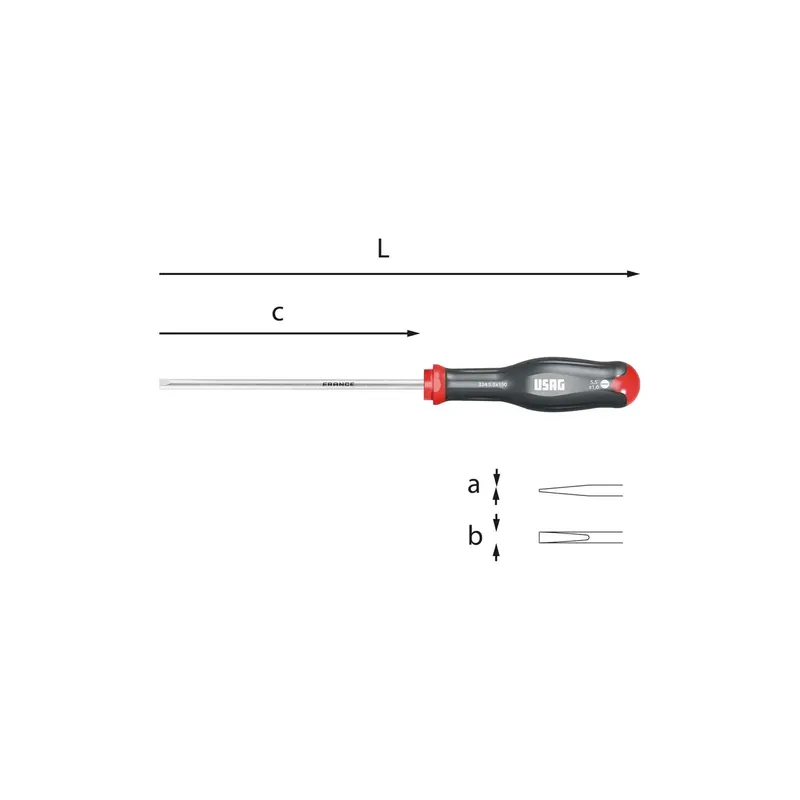 Wochenendangebot Screwdriver for slotted screws in chrome silicon vanadium steel - Usag 324