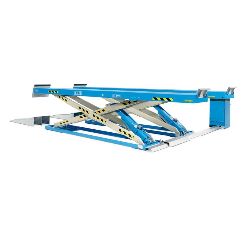 Electro-hydraulic scissor lift capacity 5000 kg floor-standing flat platforms OMCN Preisknaller