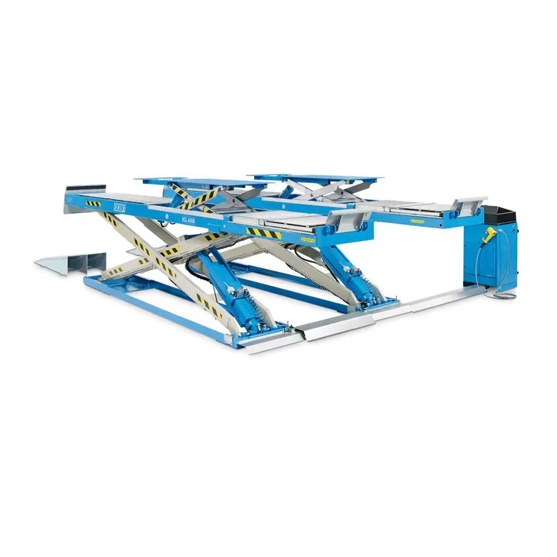 Preisreduziert Electro-hydraulic scissor lift capacity 5000 kg floor-standing with lift table with playtesting OMCN